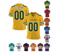 Mens Sports T-Shirt Custom American Football Jersey Personalised or Blank Quick Drying Breathable Short Sleeve for Women Kids, Yellow, S~7XL