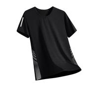 Mens Sports T Shirt, Tshirts Men UK Gym Workout Short Sleeve T-Shirt Loose Fit Quick Drying Tee Shirts Breathable Round Neck Summer Tops for Running Fitness Cycling and Training M-5XL Black