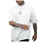 Men's Sports T-Shirt, White, Oversized T-Shirt, Men's Short Sleeve Basic T-Shirt with Letter Print, Light Airy Summer Tops, Casual Loose T-Shirts, Fashion, Plain T-Shirts, Streetwear T-Shirt, Sports