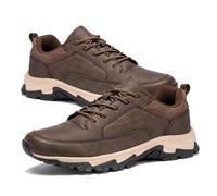 Men's Sports Trekking Shoes,Men Comfortable Lightweight Camping Slip On Casual Sneaker Shoes for Hiking Walking,Extra Wide Hands-Free Trainers Memory Foam（A6577） Brown