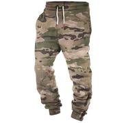 Men's Sports Trousers Camo Cuffed Joggers Bottoms with Pockets Camouflage Elastic Waist Gym Pants Loose Fit Tracksuit Bottom Casual Activewear for Running Training Large M-4XL