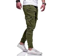 Men's Sports Trousers, Long, Cargo Trousers, Men's Slim Fit, Jogging Bottoms, Many Pockets, Training Trousers with Cuffs, Sweatpants, Plain Casual Trousers, Sporty Work Trousers, Casual, Simple Fabric