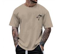 Men's Sportstyle Left Chest Super Soft Men's T Shirt for Training and Fitness, Fast-Drying Men's T Shirt with Graphic Mens Blue Shirts Short Sleeves Men s Polo top Clearance (Khaki, XL)