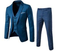 Men's Sporty Jacket with Jeans, Blazer Men's Slim Fit Classic Suit 3-Piece Groom Suit Set Lightweight Men's Jacket 3-Piece Suit Jacket Vest Trouser Suit Men's Suit for Wedding & Business