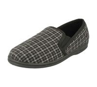 Mens Spot On Mason Check Detail Gusset Slippers