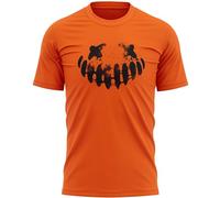 Mens Spray Paint Jack o Lantern T Shirt Scary Pumpkin Face Tee Halloween Top, XL, Orange
