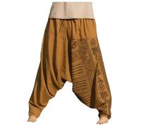 Men's Spring and Personality Loose Type Models Ethnic Style Casual Trousers, brown, XXL