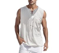 Men's Spring and Summer Tops Casual Sports Sleeveless Top Vest Solid Fitness Muscle Tank Top Tissue Tees White