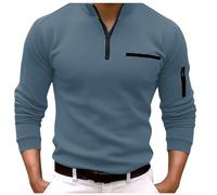 Men's Spring Autumn 1/4 Zip Sports Tops Casual Long Sleeve Gym Running Polo Shirts Outdoor Warm Hiking Fishing Shirts T Shirts for Men Cotton Sales Clearance Mens Polo Shirts Tee B-Blue