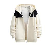 Men's Spring Autumn and Winter Outdoor Casual Zip Warm Sweatshirt Daily Fashion Trend Long Trousers Sweatshirt, beige, XXL