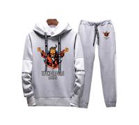 Men's Spring Autumn Thunderdome Printing Spliced Pullover Hoodies + High Sweatpants Sportswear Suit
