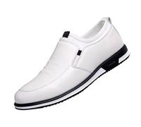 Men's Spring Summer and Autumn Business Casual Easy to Soft Bottom Non Slip Loafers Lazy Leather Shoes Hiking Shoes Men Leather (White, 7)