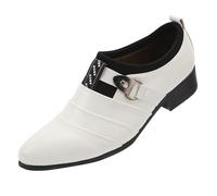 Men's Spring Summer and Autumn Top Breathable Soft Leather Soft Sole Driving Business Formal British Style Casual Leather Shoes Server Shoes Men (White, 6)