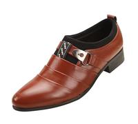 Men's Spring Summer and Autumn Top Breathable Soft Leather Soft Sole Driving Business Formal British Style Casual Leather Shoes Server Shoes Men (Brown, 6.5)