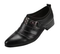 Men's Spring Summer and Autumn Top Breathable Soft Leather Soft Sole Driving Business Formal British Style Casual Leather Shoes Server Shoes Men (Black, 8)