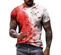 Men's Spring Summer Autumn Halloween Bloody Print Casual Comfortable Loose Short Sleeve T Shirt T Shirt V Neck Men (J, XL)