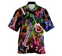 Men's Spring/Summer Fashion Leisure Sports Party Beach Loose Hawaii Music Festival Printed Short Sleeved Shirt Jumper Shirt Combo Men Mens Clothing Sale Clearance UK