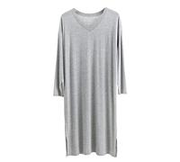 Men's Spring Summer Modal Nightshirts V Neck Nine Points Sleeve Long Nightgowns Comfy Nightwear Home Wear,Gray B,XL