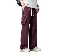 Men's Spring Summer Street Style Straight Loose Heavyweight Retro American Trendy Workwear Casual Pants-Wine red-S Wine red S