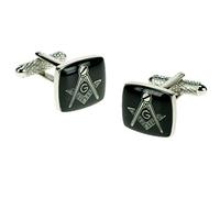 Mens Square Black G Masonic Symbol Cufflinks & Gift Box By Onyx Art