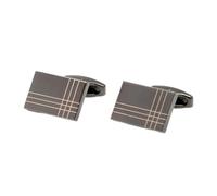 Men's Square Dark Brown Checkered Cufflinks Light Gold Line Business Minimalist Cufflink Dress Shirt And Suit Decoration