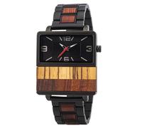 Men's Square Dial Wooden Watch, Quartz Analog Movement Stainless Steel Wristwatch Arabic Numerals, Personalized Gift