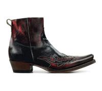 Men's Square Pointy Toe Ankle Boots PU Leather Western Cowboy Boots Block Heel Vintage Dress Shoes,Black,5.5 UK