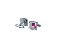Mens Square Silver With Rhinestone Cufflinks Business Wedding Party Special Occasions Virens Empourium (Dark Pink)