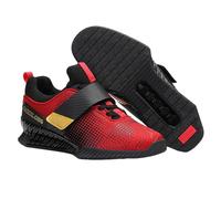 Men's Squat Shoe, Weightlifting Squat Shoes, Deadlift Gym Trainers, Deadlift Shoes, Comfortable, Adjustable Tightness, Soft, for Heavy Lifting Deadlifting,Weight Training Red