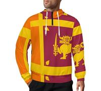 Mens Sri Lanka Flag Print Hooded Half Zip Sweatshirt Jacket Pullover Top High Neck Design Easy To Wear Comfortable Loose Fit Street Classic Warm Breathable Daily Casual