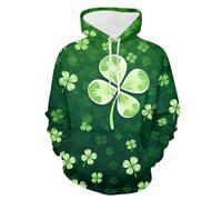 Mens St. Day Hoodies Green Vintage Long Sleeve Sweatshirt Irish Flag Tops With Pockets Medium Mens Hoodie (H, XXXXXXL)