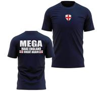 Mens St Georges Cross T Shirt British English Mega Make Britain Great Large Back Print Again Tee, XL, Navy