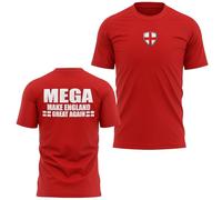 Mens St Georges Cross T Shirt British English Mega Make Britain Great Large Back Print Again Tee, XXL, Red