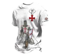 Mens St Georges Day T Shirt England Flag Patriotic Tee British Heritage Saint George Cross Short Sleeve Top for Parade Celebration Festival Casual Wear