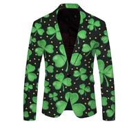 Men's St. Paddy's Day Suit Blazer Green Jackets Coat Leprechaun Fancy Dress Irish Gifts for Men St. Patrick's Day Party Wear One Button Lightweight Sport Coats St. Patrick's Day Party Costume