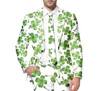 Men's St. Paddy's Day Suit Blazer Shamrock Suit Green Coat Leprechaun Costume Irish Gifts for Men St. Patrick's Day Costume Holiday Costume Tuxedo Spring Party Suits St Patricks Day Outfits