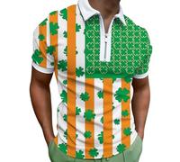 Men's St. Patrick's Day Golf Polo Shirts Regular Fit Short Sleeve Clover Printed Graphic Tee Shirts Moisture Wicking Quick Drying Outdoor Lightweight Sport Tennis T-Shirts