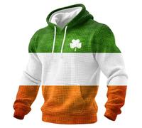 Mens St Patricks Day Hoodie 3D Print Fashion Pullover Costume Irish Sweatshirt Shamrock Luckys Shamrock Clover Shirts Women St Patrick's Day Knit Hoodies Happy St Patricks Day Outfits