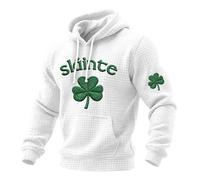 Mens St Patricks Day Hoodies Casual Shamrock Printed Cotton Hooded Sweatshirt Drawstring Pullover Hoodie Lucky Clover Graphic Long Sleeve Hoody Tops Green Irish Shirts Holiday Festive Jumper Sweater