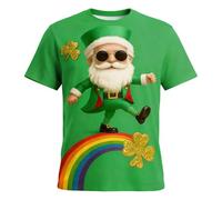 Men's St Patricks Day Outfits UK Funny 2026 Shamrock T Shirt Plus Size Irish Lucky Green Clover Print Paddy's Day Tee Shirt Short Sleeve Crew Neck Graphic T-Shirts Blouse Oversized Tops