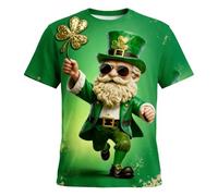 Men's St Patricks Day Outfits UK Funny 2026 Shamrock T Shirt Plus Size Irish Lucky Green Clover Print Paddy's Day Tee Shirt Short Sleeve Crew Neck Graphic T-Shirts Blouse Oversized Tops