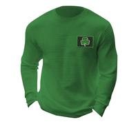 Mens St. Patrick's Day Sweatshirt, Retro Waffle Green Irish Jumper, Long Sleeve Clover Shamrock Printed Shirt Round Neck Pullover Blouse Ireland Pride Tops (Green, XXL)