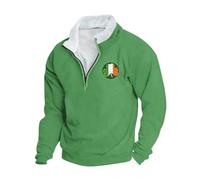Mens St.Patrick's Day Sweatshirt UK Clearance Novelty Funny Graphic Pullover 1/4 Zip Fleece Lined Pullover Lucky Shamrock Clover Shirts V Neck Jumper Long Sleeve Casual Blouse Comfortable Shirt