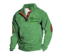 Mens St. Patrick's Day Sweatshirt UK Retro Green Irish Jumper Clover Shamrock Printed Pullover Zip Up Blouse Long Sleeve Shirt Round-Neck Sweater Ireland Pride Tops Casual Loose Clothes Street Parades