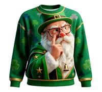 Men's St Patrick's Day Sweatshirts Crew Neck Long Sleeve Pullovers Irish Fancy Dress Shamrock Print Jumpers St Paddys Day Tshirt Funny Ugly Shirt Lucky Irish Gift Tops (A3-Green, XL)