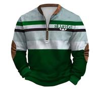 Men's St Patricks Day Sweatshirts Long Sleeve Crewneck Pullovers Irish Fancy Dress Shamrock Print 1/4 Zipper Jumper St Paddys Day T-Shirt Funny Ugly Shirts Lucky Irish Gifts Top