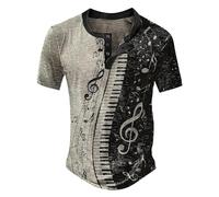 Men's St Patrick's Day Tops V Cut Blouse Best Teacher Gifts Essentials Hoodie Men's T Shirt Button Neck Short Sleeved Casual Top Striped Plaid Retro Western Denim Print Top Clearance Store