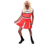 Mens Stag Do Costume - Large - Mens Red Cheerleader Outfit Novelty Dress Cheer Uniform