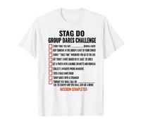 Mens Stag Do Group Challenge Checklist Dares Game T-Shirt