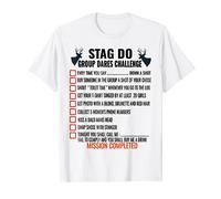 Mens Stag Do Group Challenge Checklist Dares Game T-Shirt